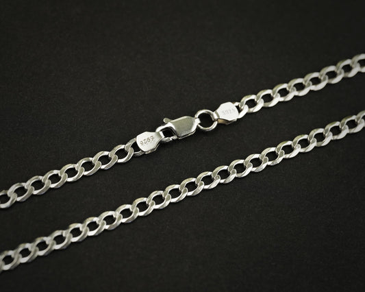 925 Sterling Silver Curb Cuban Chain with soldered fittings 22 inches 4mm