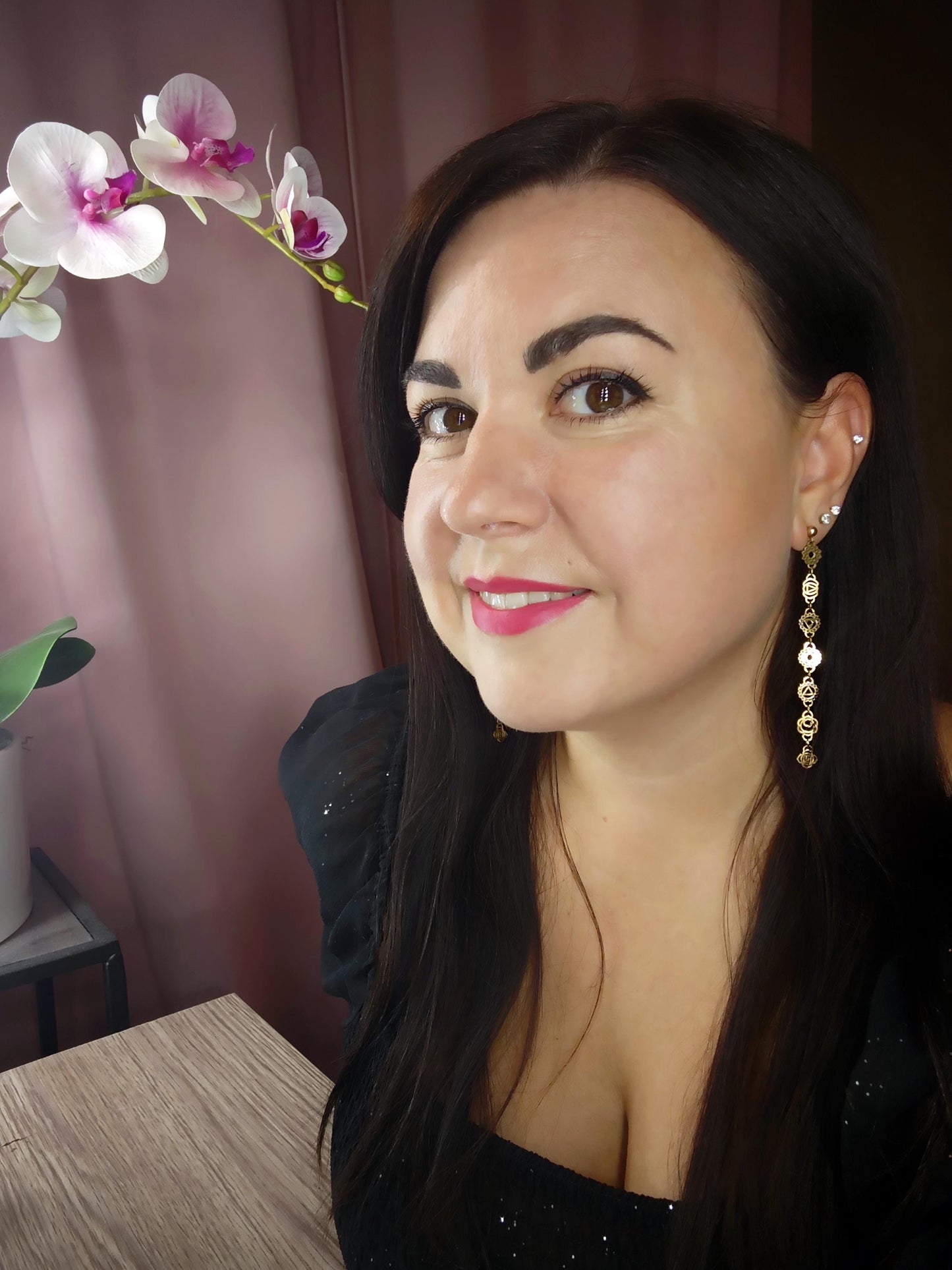 Gold Plated Seven Chakra Earrings : Spiritual Yoga Jewelry