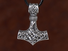 925 Sterling Silver Thor Hammer Mjölnir Dragon Serpent Pendant Necklace